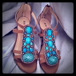 Turquoise Bedazzled Wedges